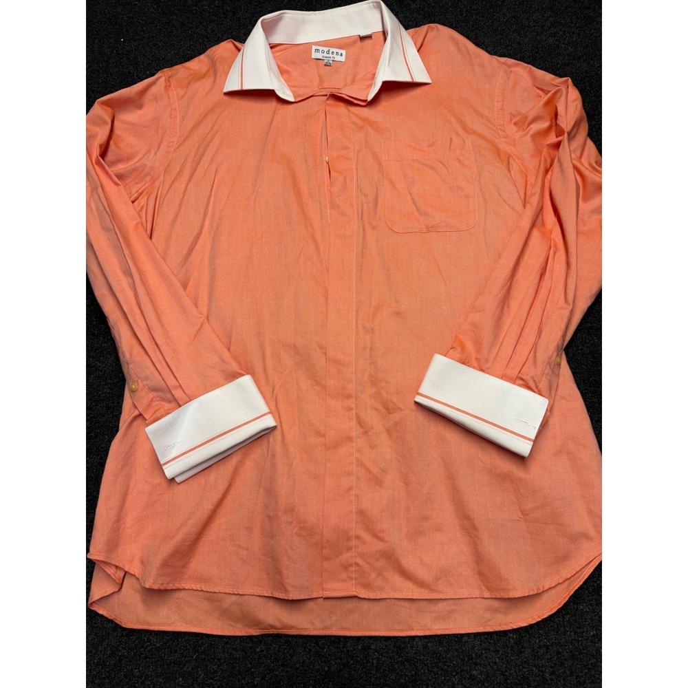 Modena Mens Classic Fit Dress Shirt Orange White Contrast Collar French Cuff XL